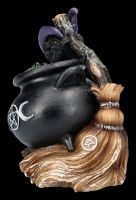 Witch Cat Figurine with Cauldron LED