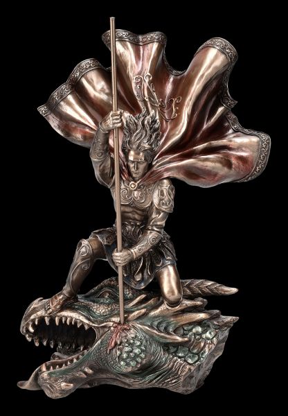 Heiliger Georg Figur mit Drachenkopf