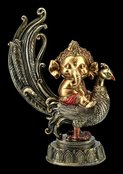 Ganesha Figur auf Pfau