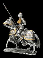 Pewter Figurine - Knight with Horse and Raised Lance