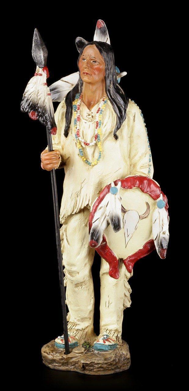 Indianer Figur - Stehend mit Speer und Schild