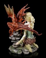 Fairy Land - Elfen Figur mit großem Drachen