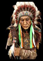 Indianer Figur - Große Häuptling Büste mit Adler Zepter