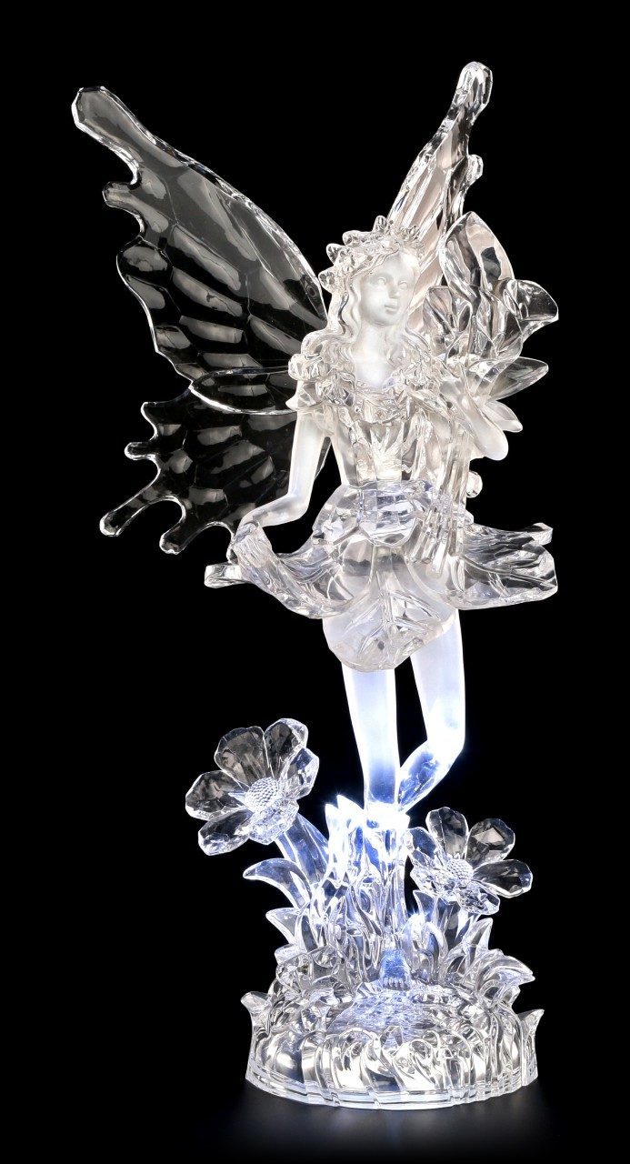 Acrylic Glass Fairy Figurine LED - Gleda with Lilies Bouquet