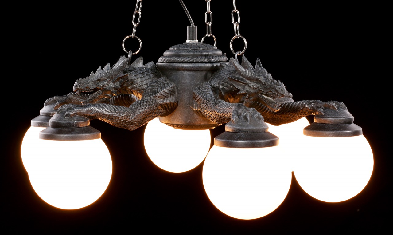Deckenlampe - Drei Drachen mit sechs Lichtern