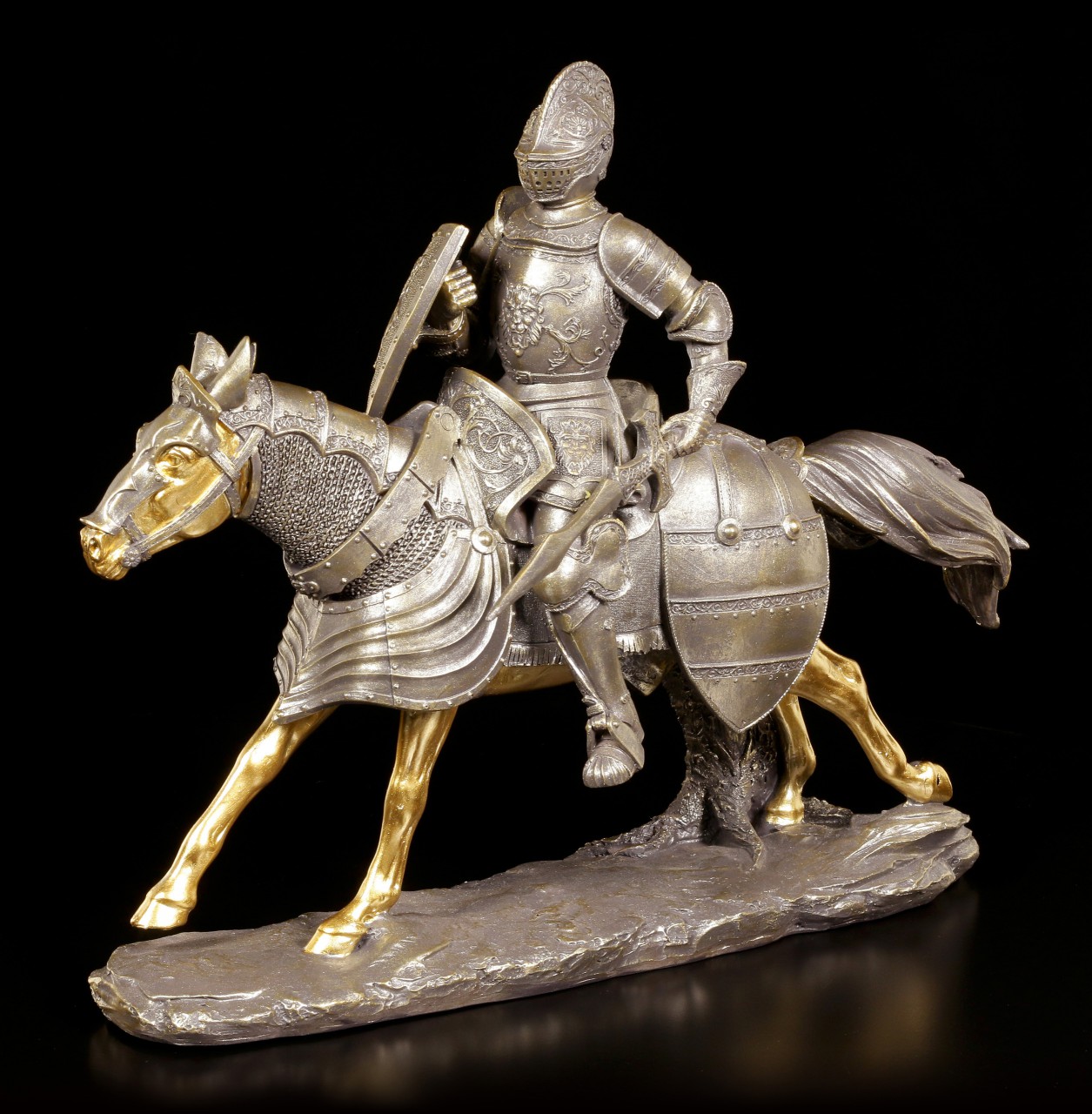 Ritter Figur - Reiter mit Schwert und goldenem Pferd