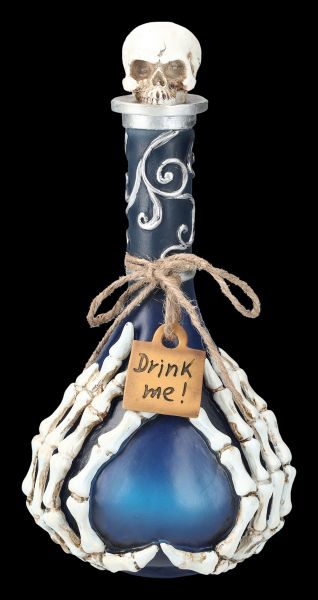 Dekoflasche mit Skeletthänden - Drink Me
