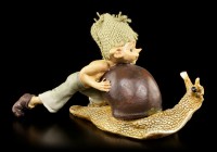 Pixie Goblin Figurine with Snail - Let's Go!