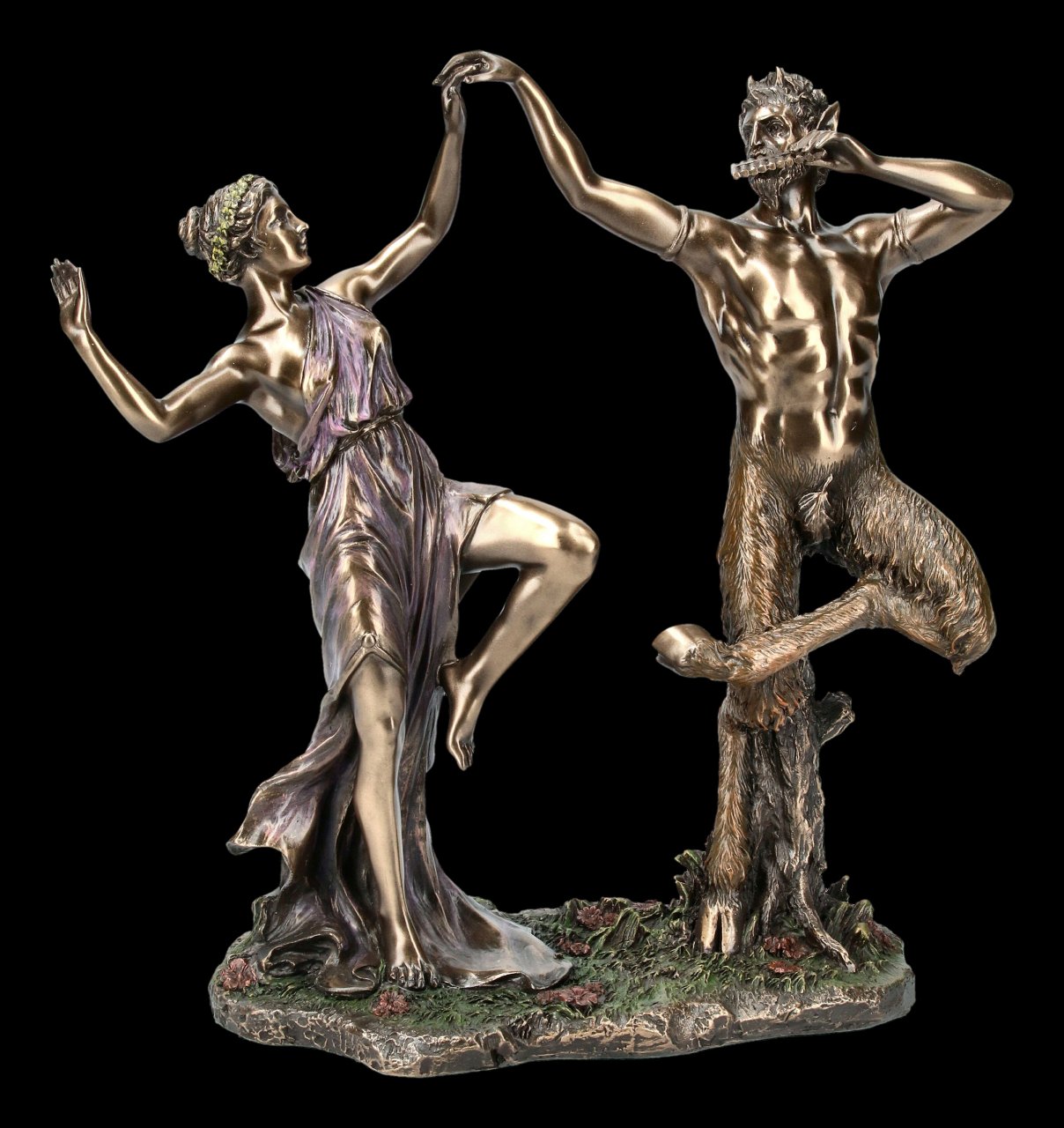 Pan Figur tanzend mit Nymphe