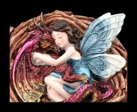 Fairy Figurine Cuddles with Dragon - Love Nest