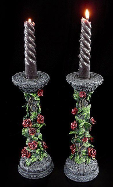 Candlestick with Roses - Set of 2