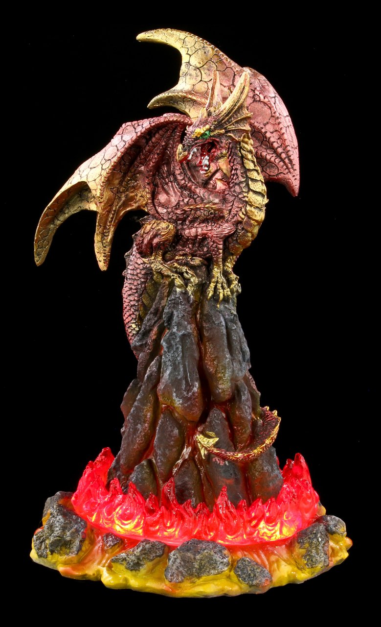 Lava Dragon Figurine with LED - Volcanic Victory