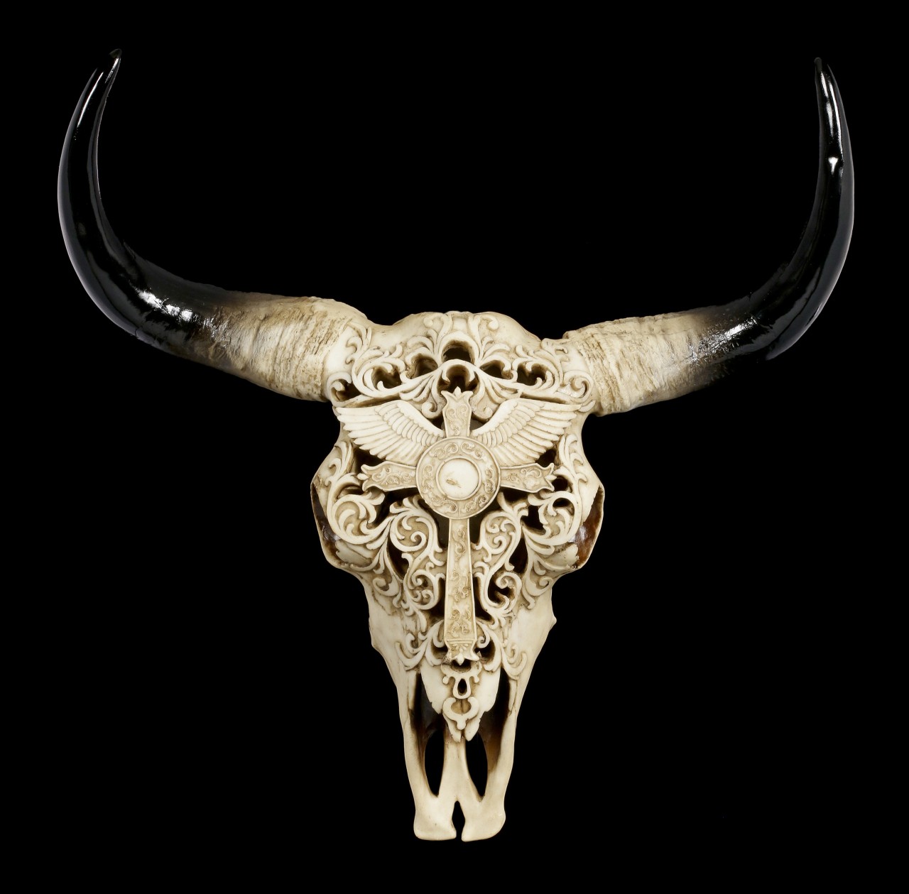 Wall Plaque Bull Skull - Mexican Cross