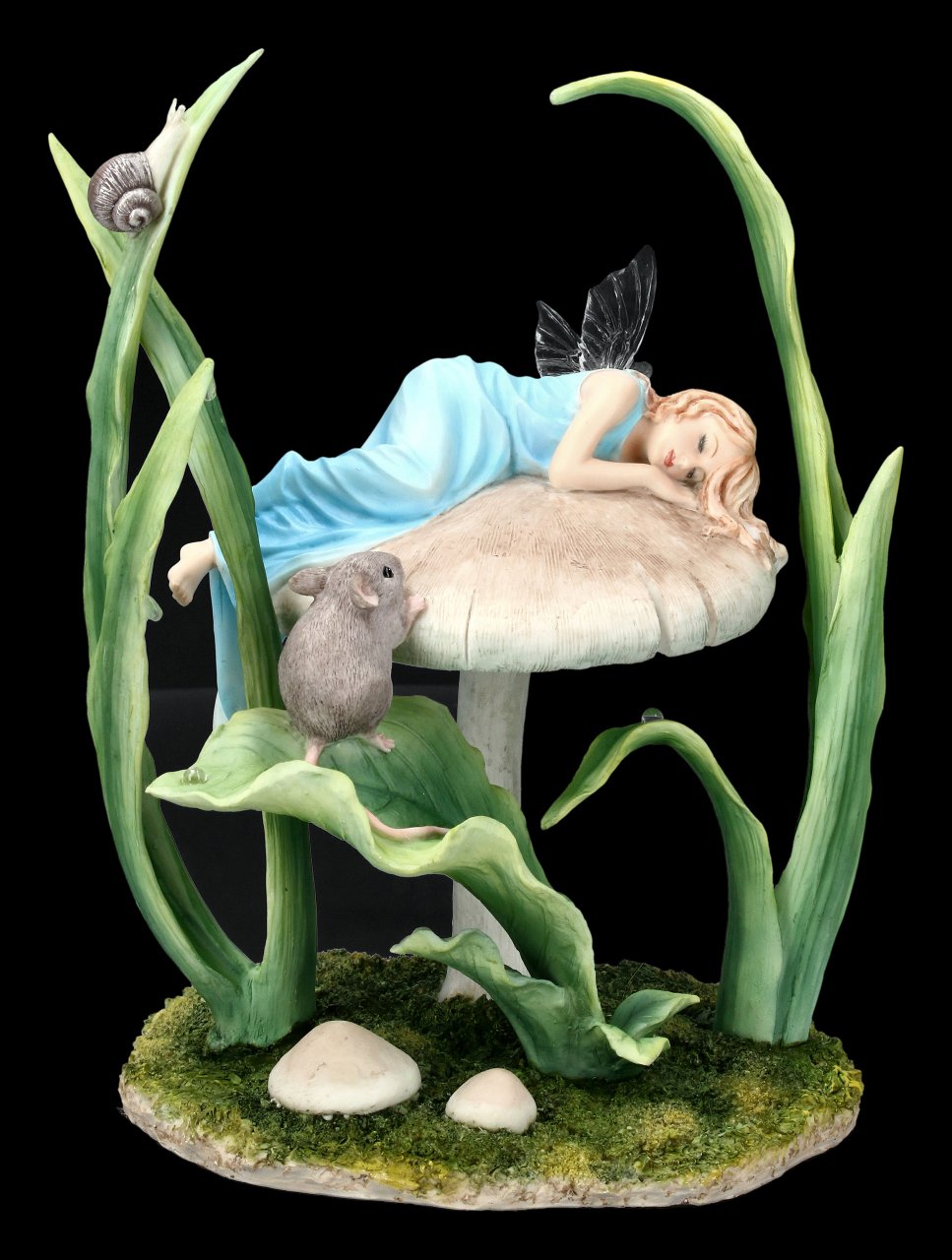 Fairy Figurine sleeps on Mushroom - Sweet Dreams
