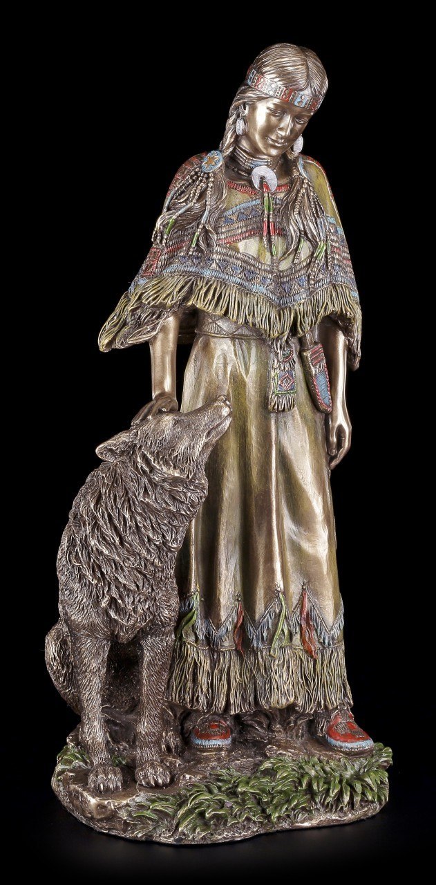 Indian Figurine with Wolf - Native Connection