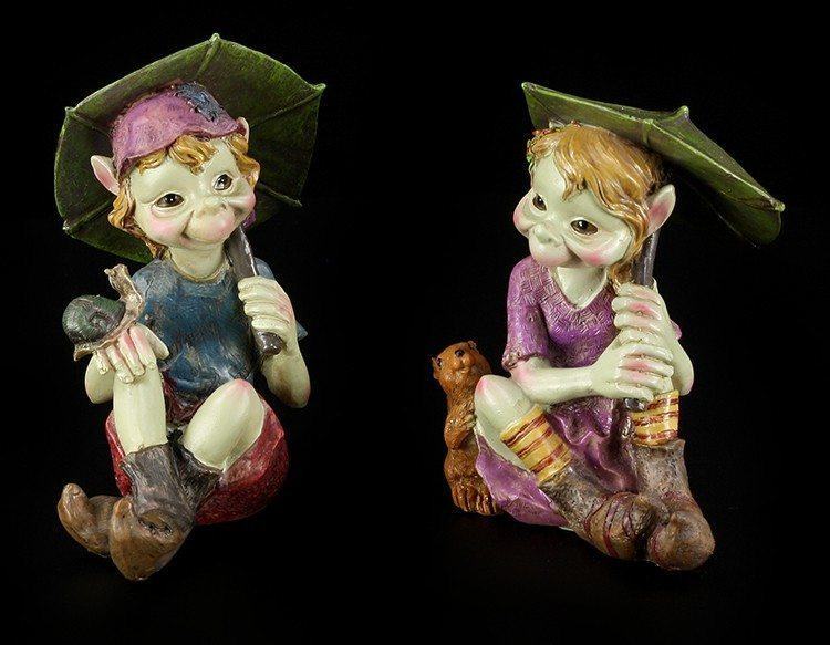 Pixie Figurines with Umbrella - Set of 2