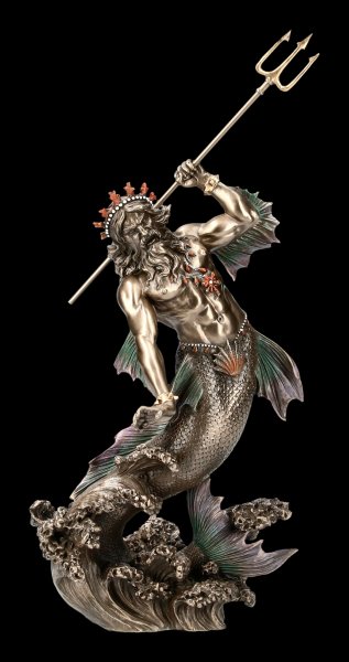 Poseidon Figur erhebt sich aus den Wellen Veronese Badezimmer Deko Bad Gott