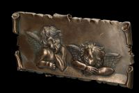 Wall Plaque - Puttos thoughtful bronzed