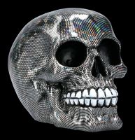 Skull Figurine - Holographic Silver Fishnet Skull
