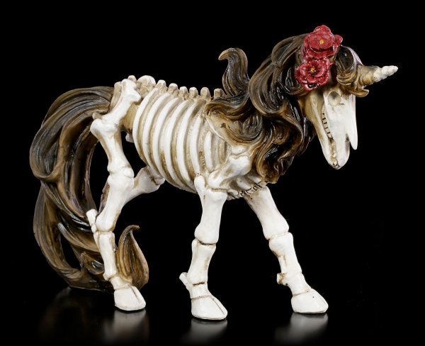 Skeleton Figurine - Unicorn with Roses in Mane