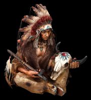 Indianer Figur - Häuptling mit Friedenspfeife groß