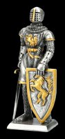 Zinn Ritter Figur mit Schwert und Pferdeschild