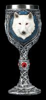 Fantasy Goblet - White Wolf with red Gemstones