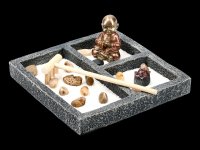 Zen Garden with Monk Figurine
