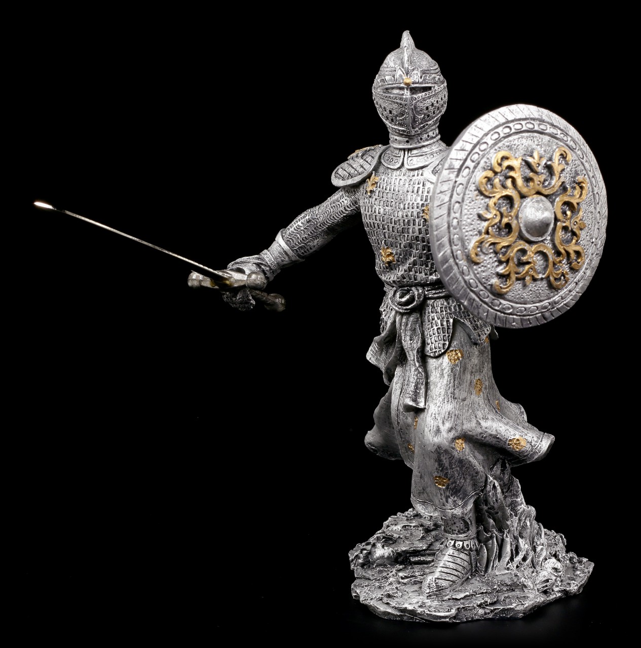 Ritter Figur mit Schwert und Schild zum Angriff
