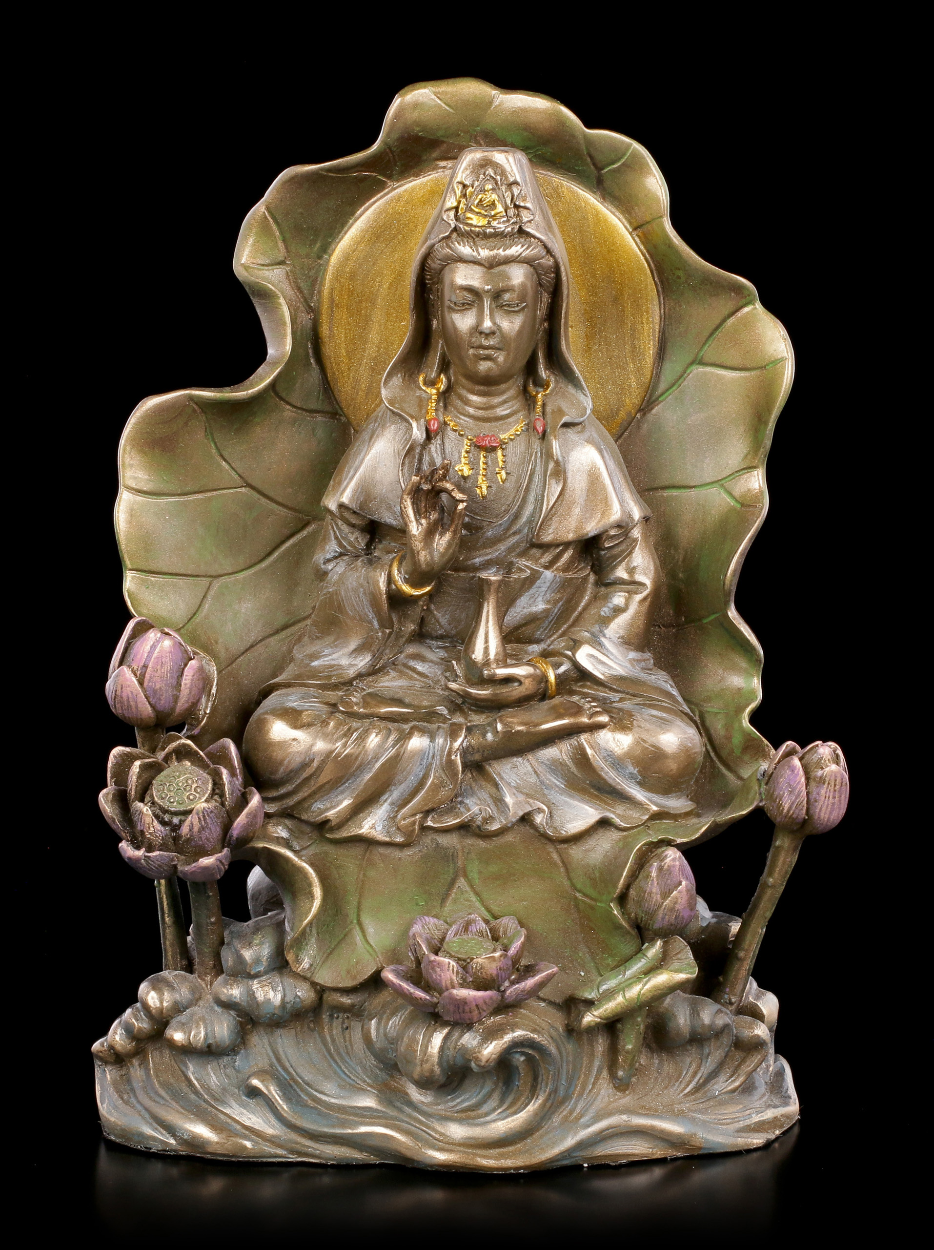 Lotus Kuan Yin Figur Bodhisattva des Mitgefühls Buddhismus