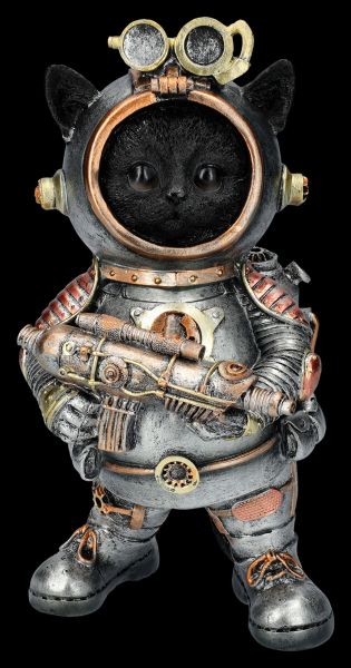 Katzen Figur im Steampunk Raumanzug - Cat-tack