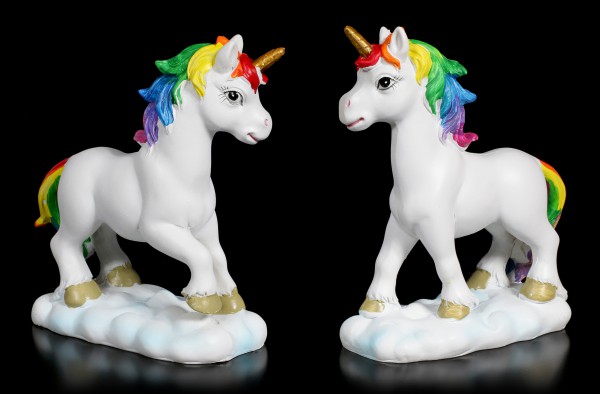 Unicorn Figurines with Rainbow Mane - Set of 2 medium