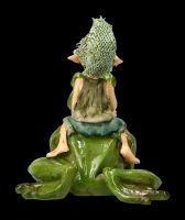 Pixie Kobold Figur reitet auf Frosch - Und hopp....!