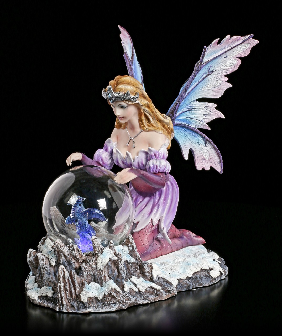 Fairy Figurine LED - Summona with Dragon in Glass Ball