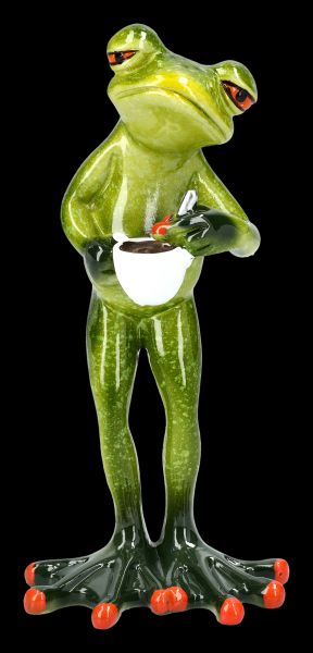 Funny Frog Figurine - Time for Coffee