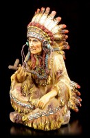 Indian Figurine - Sitting Chief with Peace Pipe