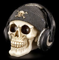 Totenkopf mit Kopfhörern - Dead Beat - Grau