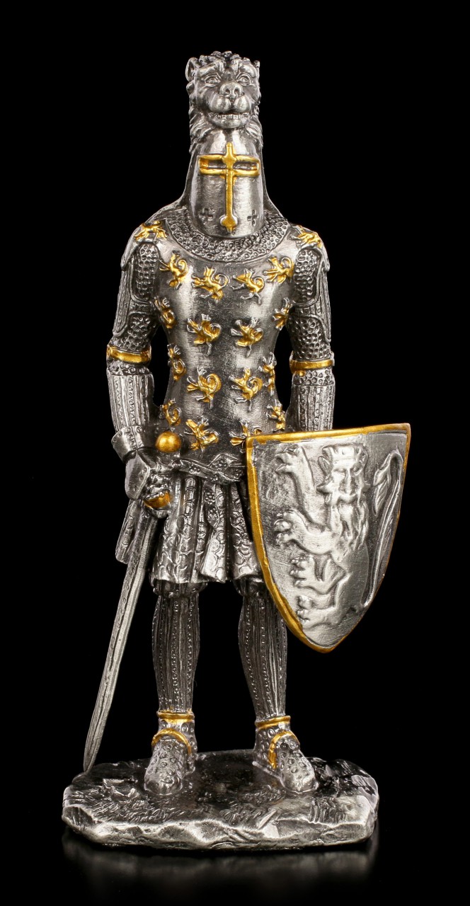 Zinn Ritter Figur - Schwert und Löwenhelm