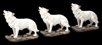 Wolf Figurines - Standing Howling White Set of 3