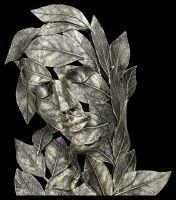 Skulptur aus Blättern - Natürliche Emotion - Umarmung