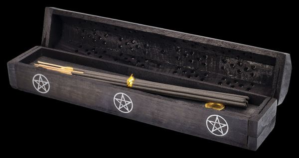 Incense Burner Set - Wooden Box with Pentagram