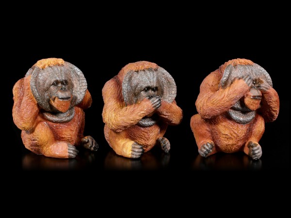 Three Wise Orangutan Figurines - No Evil