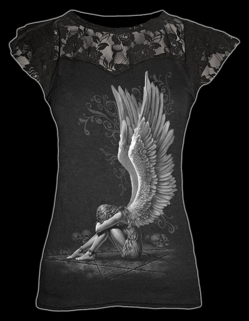 Netz Shirt Gothic Engel - Enslaved Angel
