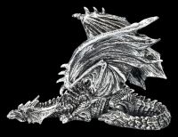 Dragon Figurine silver coloured - Prowling