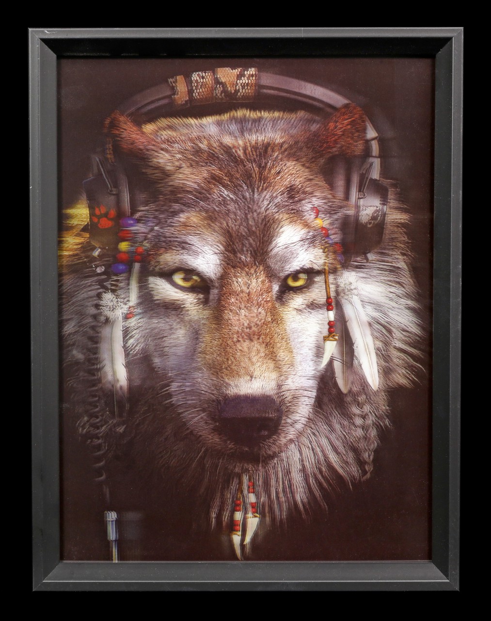 3D-Picture in Frame with Wolf - Sound of Wildness