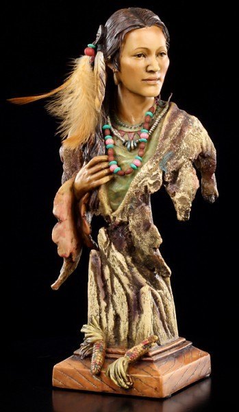 Häuptling mit Wolf Western Deko Indianer Figur 29,5 cm 