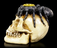 Kerzenhalter - Totenkopf mit Spinne auf Kopf