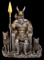 Odin Figur auf Thron mit Wölfen und Raben