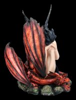 Große Elfen Figur - Beschützt durch roten Drachen