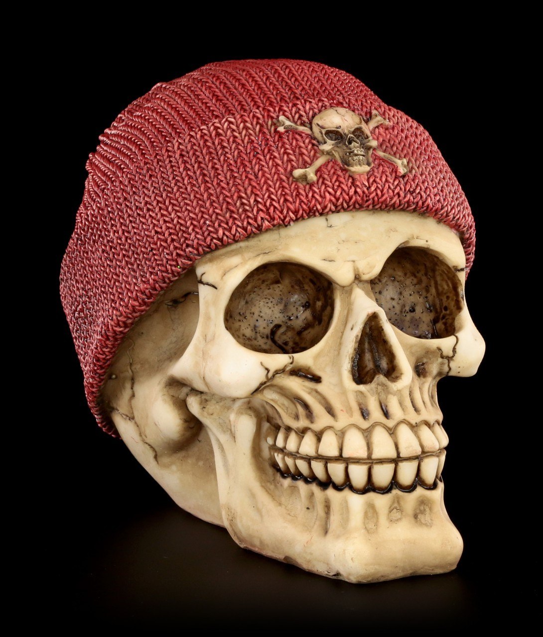 Skull with Beanie - Red
